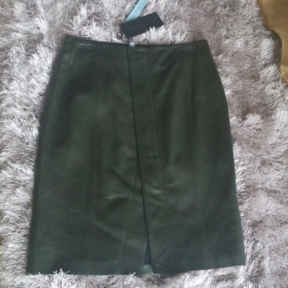 Antonio Melani Dark Green Fine Leather Skirt